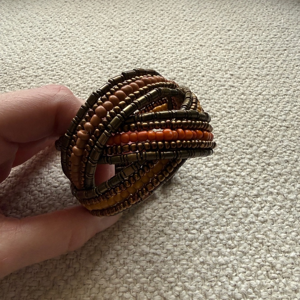 Handmade Multi-Strand Beaded Boho Bracelet – Earth Tones - Picture 4 of 5